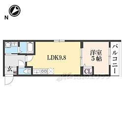 グランディール亀岡 1LDKの間取図画像