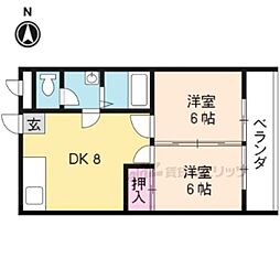 マイシティー北山 2LDKの間取図画像