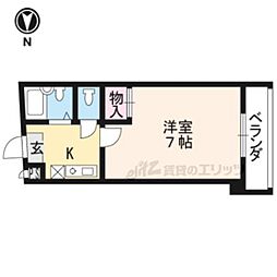 足立ハイツ北大路 1Kの間取図画像