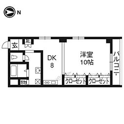 葛城ビル 1DKの間取図画像