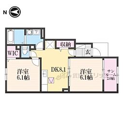 ヴィラ宮の前 2DKの間取図画像