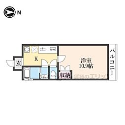 仮)フラッティ北栗栖町 1Kの間取図画像