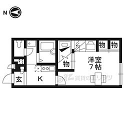 レオパレス利右衛門 1Kの間取図画像