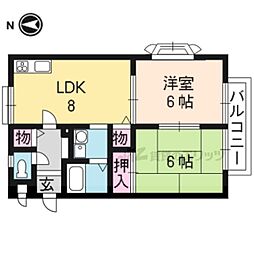ウィンディアコリーヌA棟 2DKの間取図画像