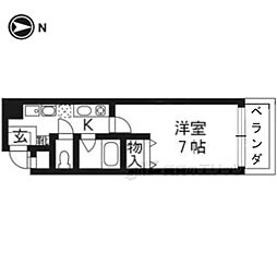 サンロイヤル五条 1Kの間取図画像