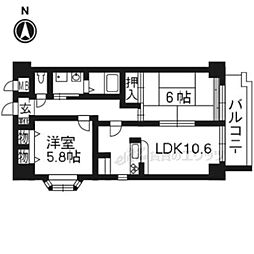 ロザーンジュ堀川 2LDKの間取図画像