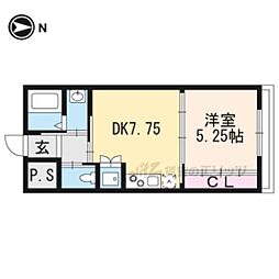 フォルトゥーナ毘沙門町 1DKの間取図画像