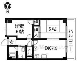 プェネリジェール西五条2 2DKの間取図画像
