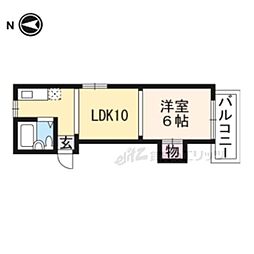 グランディール衣笠 1LDKの間取図画像