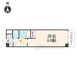 パインパレス黒門 1Kの間取図画像