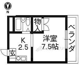 グランタック竜安寺 1Kの間取図画像
