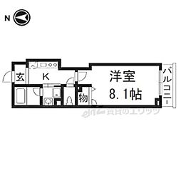 エルミタージュ二条聚楽 1Kの間取図画像