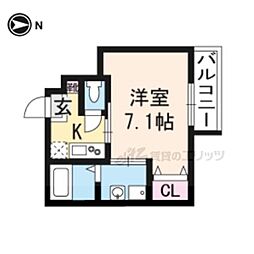 グランディール御所北 1Kの間取図画像
