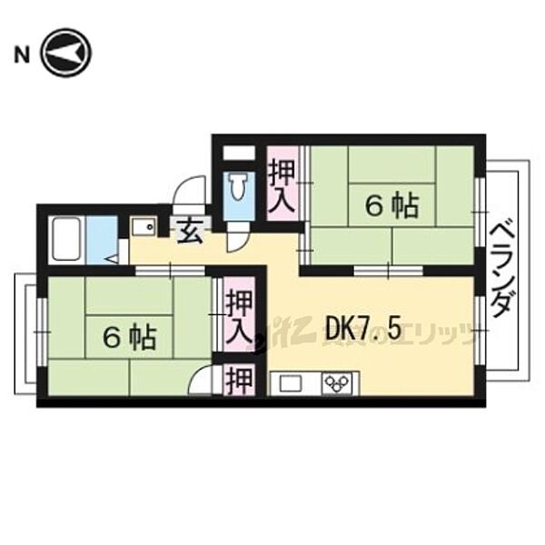 プレジールＫ 208｜京都府京都市西京区大枝沓掛町(賃貸アパート2DK・2階・43.00㎡)の写真 その2