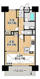 エスリード北田辺駅前 2LDKの間取図画像