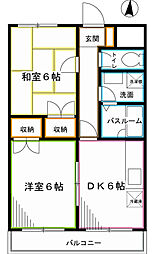 西武新宿線 下井草駅 徒歩6分の賃貸マンション 2階2DKの間取り