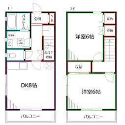 西武新宿線 上石神井駅 徒歩5分の賃貸マンション 2階2DKの間取り