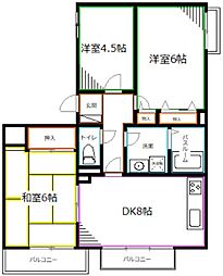 ヴェール久我山 3DKの間取図画像