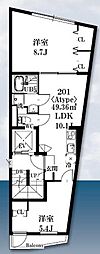 シャッツクヴェレ梅里 2LDKの間取図画像