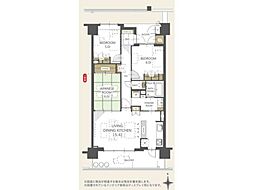 サーパス中河原 3LDKの間取図画像