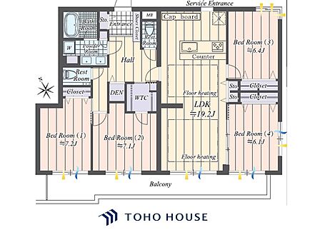 【house the light is illuminat】採光と風 家事導線も比較的良好で、風通しの良さで過ごしやすい麗(うら)らかな気分にさせてくれるリビング