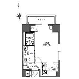 JR総武本線 馬喰町駅 徒歩4分の賃貸マンション 6階ワンルームの間取り