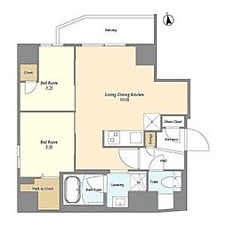 グランカーサ上野松が谷 2LDKの間取図画像