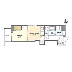 JR山手線 上野駅 徒歩3分の賃貸マンション 2階1DKの間取り
