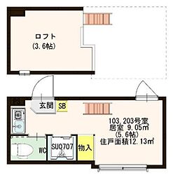 ネクステージ 鶯谷 103 1階ワンルームの間取り