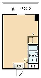 K-ハウス ワンルームの間取図画像