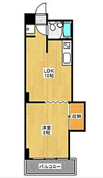上野スカイハイツ 1LDKの間取図画像