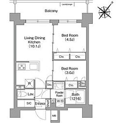コンフォリア・リヴ押上NORTH 2LDKの間取図画像