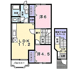 アルカサール幸B 2LDKの間取図画像