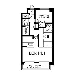 ベルドミール 1階2LDKの間取り