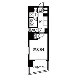 アールズタワー東山公園 6階1Kの間取り