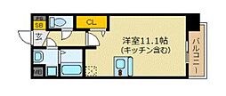 プレサンス栄フレイヤ 4階ワンルームの間取り