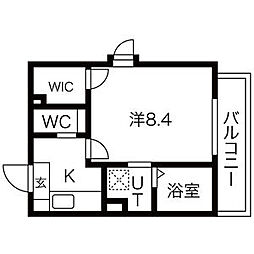 タウンライフ高社 4階1Kの間取り