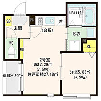 仮称)ハーモニーテラス道徳新町五丁目B 202 ｜ 愛知県名古屋市南区道徳新町５丁目（賃貸アパート1DK・2階・27.18㎡） その2