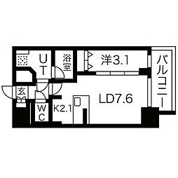 メイクスWアート浅間町 14階1LDKの間取り