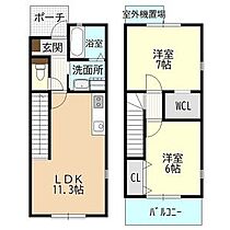 モデルノ 00101 ｜ 愛知県長久手市坊の後（賃貸タウンハウス2LDK・1階・62.12㎡） その2