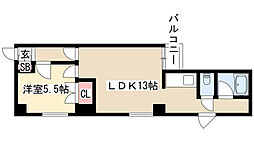 サンシティ瓦町 3階1LDKの間取り