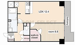 パークアクシス丸の内 9階1LDKの間取り