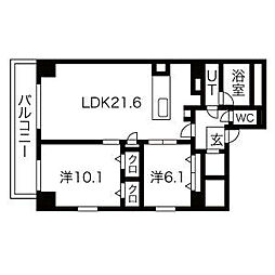 JMF-Residence名駅南 2LDKの間取図画像