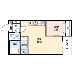 GRANDBLUENAGASUKA1 1LDKの間取図画像
