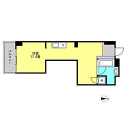FLATS GAZERY(フラットガゼレイ) 4階ワンルームの間取り