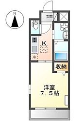 ルミナス・ユキ 1階1Kの間取り