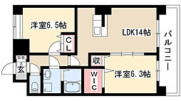 プラジュ千種 4階2LDKの間取り