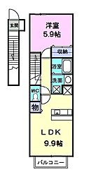 ジェンティーレ 2階1LDKの間取り