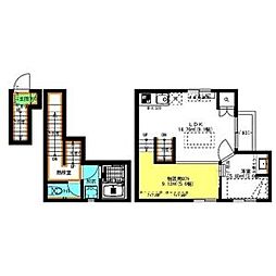 PENTAHILLS滝川町(ペンタヒルズ滝川町) 2階ワンルームの間取り