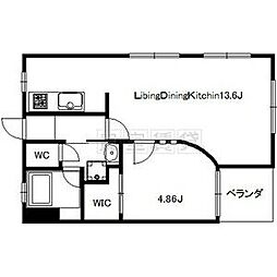 セントラル川名 4階1LDKの間取り